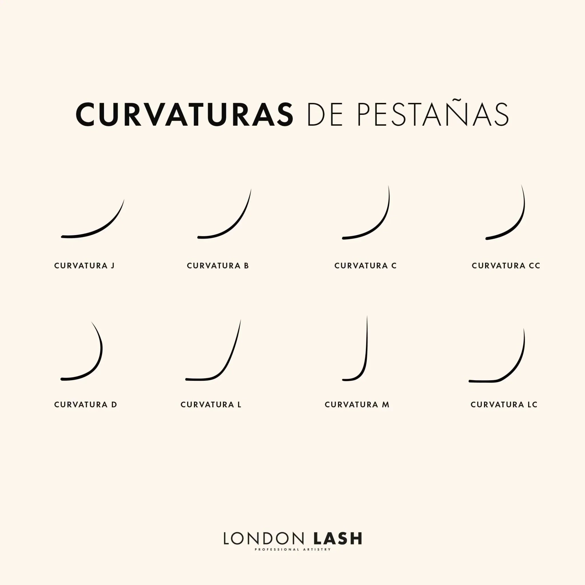 Guía de curvaturas de pestañas profesional