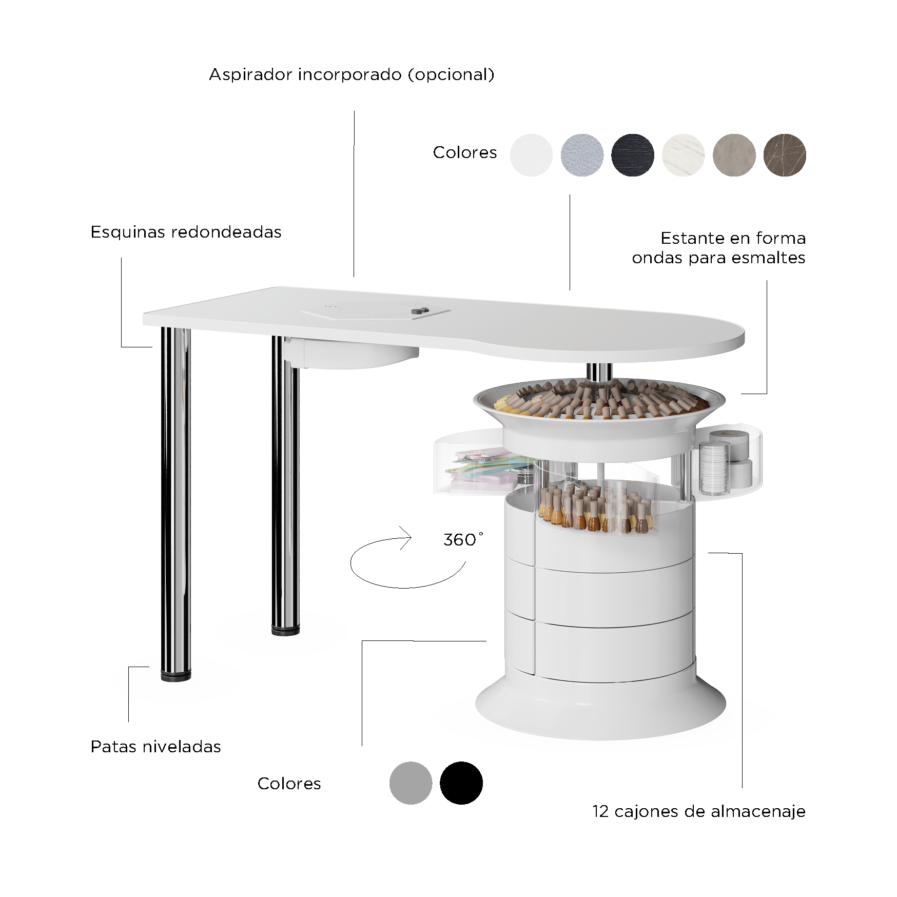 Mesa de manicura Giroco Elite (-5% en el carrito)