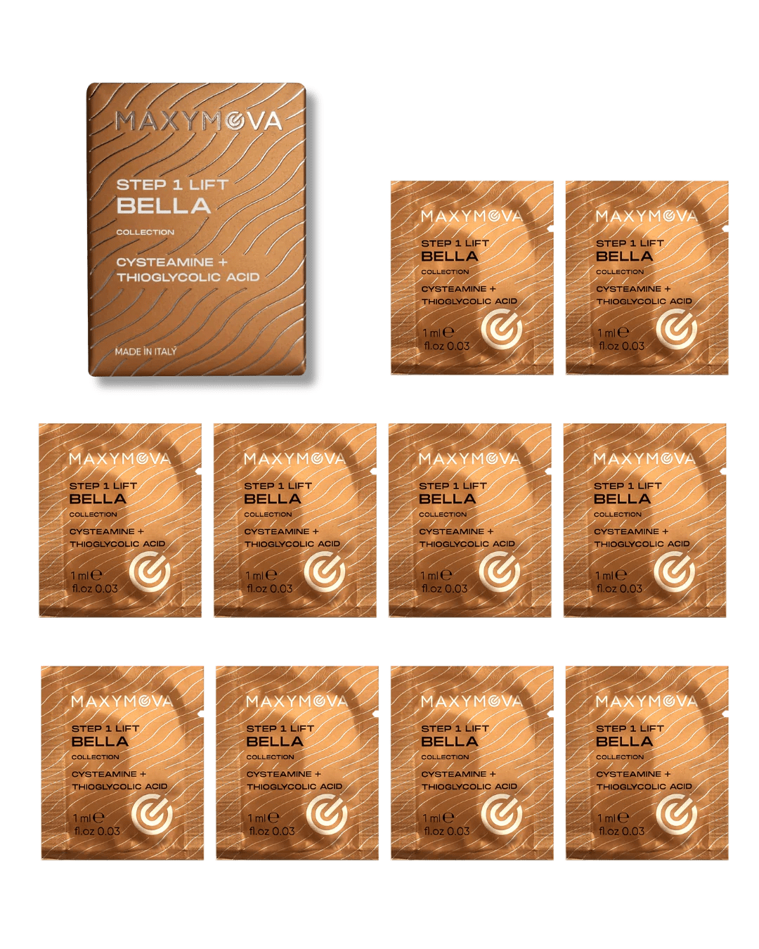 Bella Step 1 LIFT Cysteamine+TGA Lamination Monodose Sachets – Bella Collection Korean Lash & Brow System – 10 x 1 ml - Top PestañasMaxymova