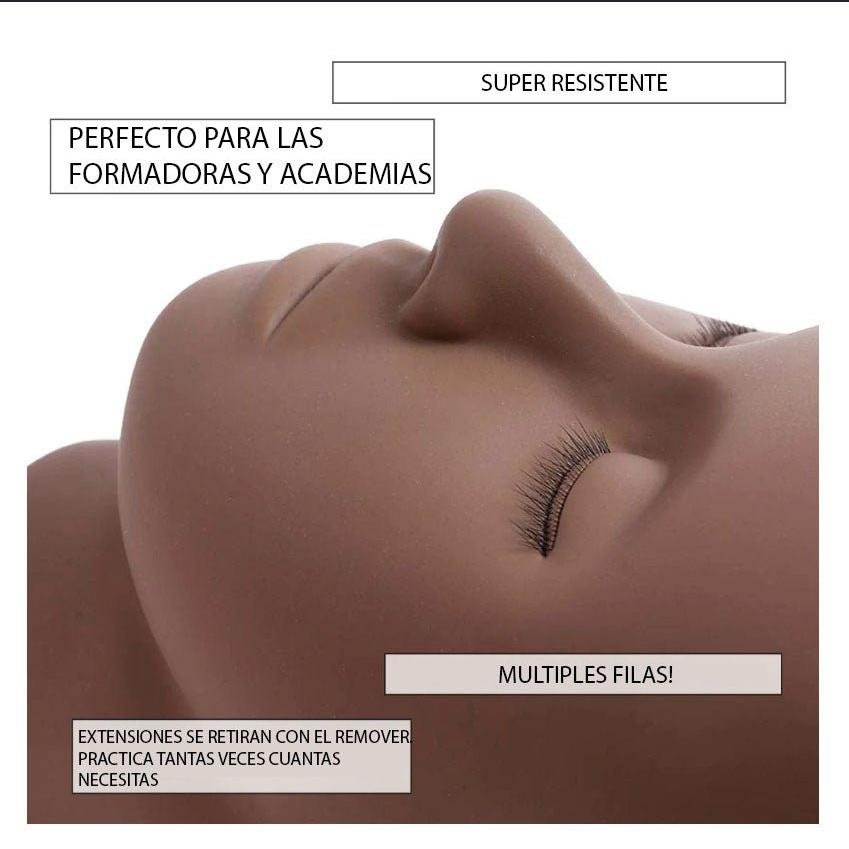 Cabeza maniquí para práctica con múltiples filas. - Top PestañasLondon Lash Pro