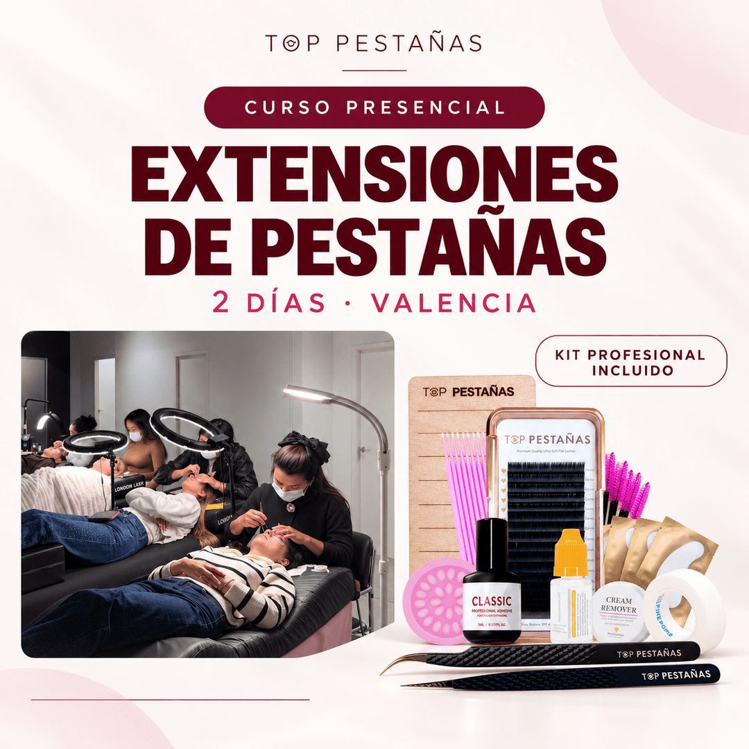 Curso Básico 2 días "Extensiones de pestañas" presencial Valencia 360€ kit incluido - Top PestañasTop Pestañas