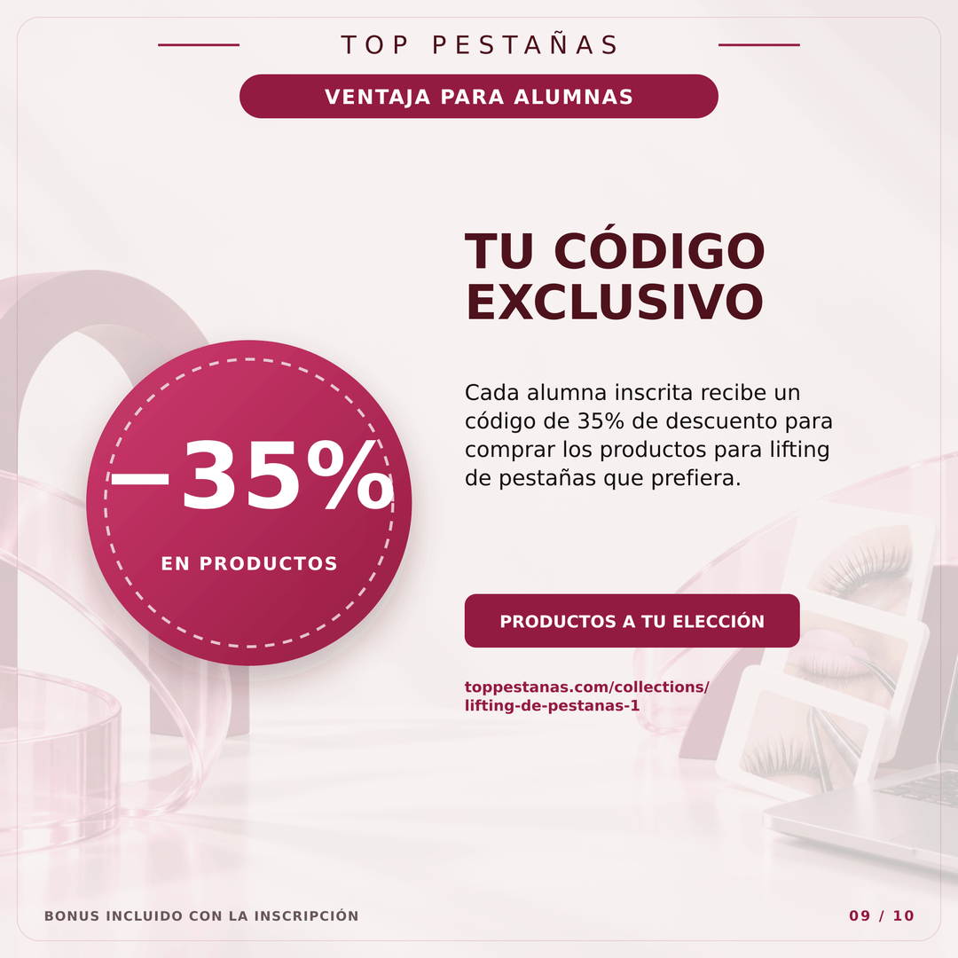 Curso Online “Lifting de pestañas” (35% dto en 1 compra de productos, al inscribirse) - Top PestañasTop Pestañas