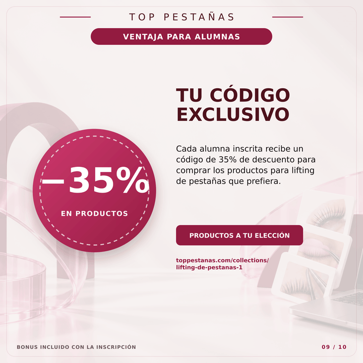 Curso Online “Lifting de pestañas” (35% dto en 1 compra de productos, al inscribirse) - Top PestañasTop Pestañas