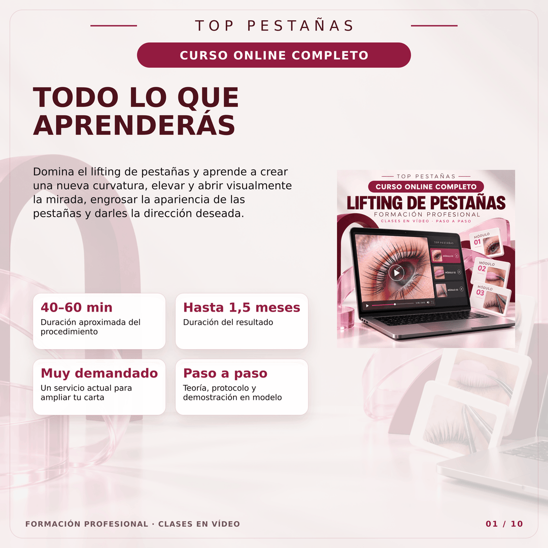 Curso Online “Lifting de pestañas” (35% dto en 1 compra de productos, al inscribirse) - Top PestañasTop Pestañas