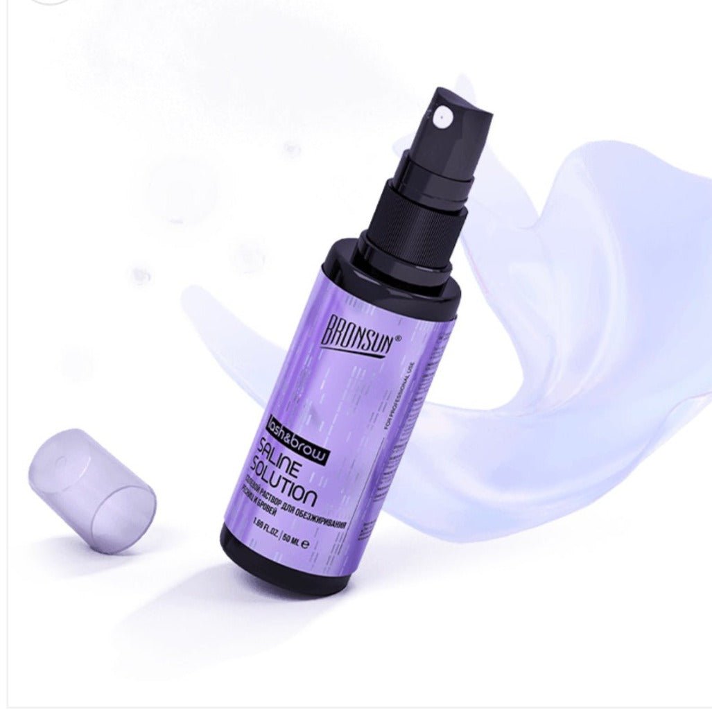 Desengrasante Bronsun" "SALINE Solution" 50ml para extensiones y laminado de pestañas y cejas - Top PestañasBronsun