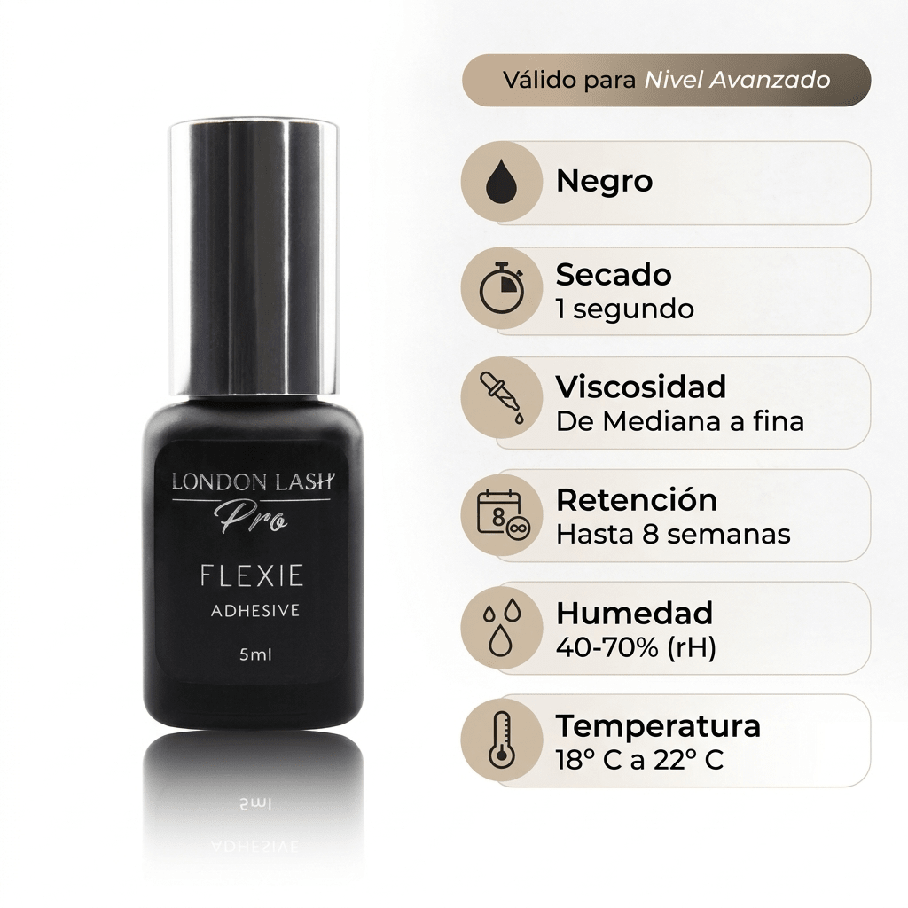 "Flexie" 5ml, 1 seg, 40 - 70% humedad - Top PestañasLondon Lash Pro