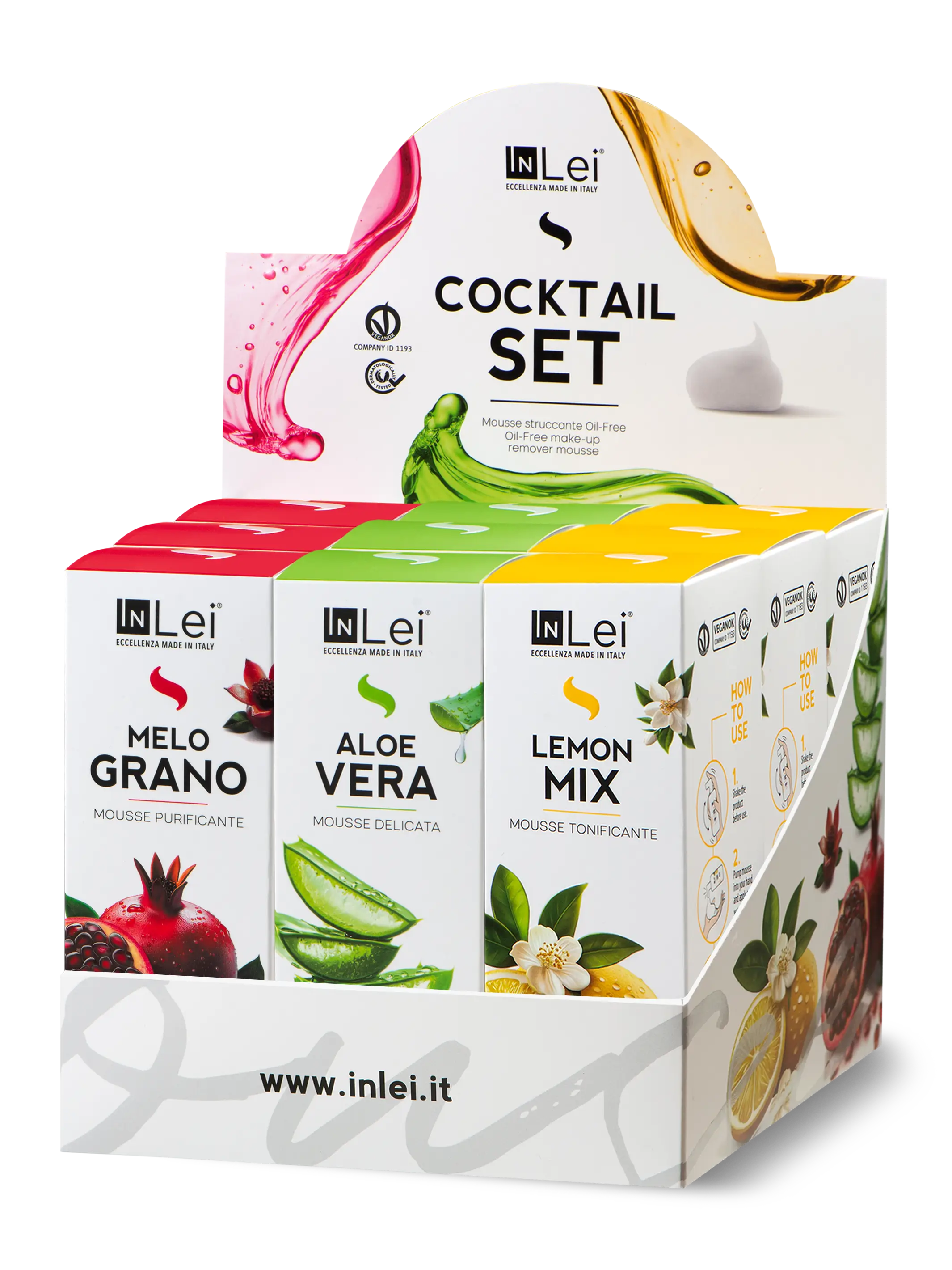 Set InLei Cocktail – Mousses limpiadoras Aloe Vera, Granada y Limón Mix