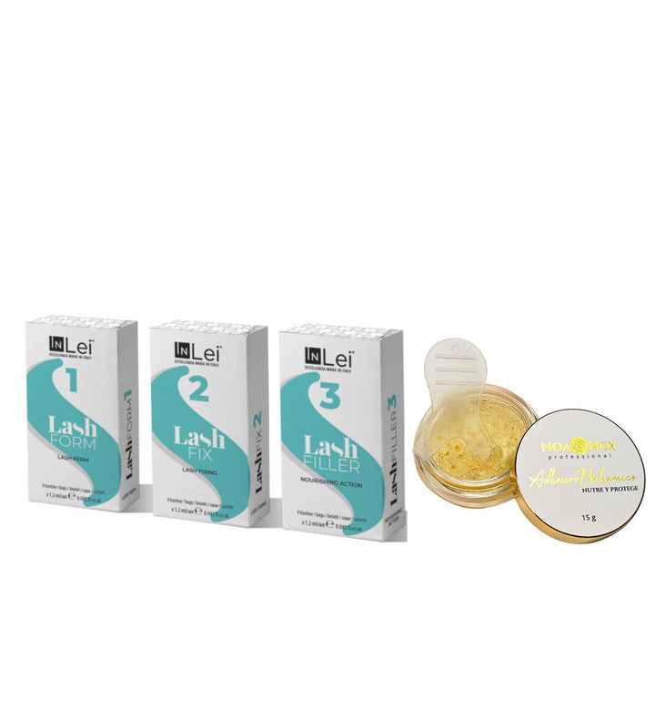 Kit 4 Productos InLei – Form 1, Fix 2, Filler 3 + Adhesivo a elegir (Sobres para 45–60 servicios) - Top PestañasInLei