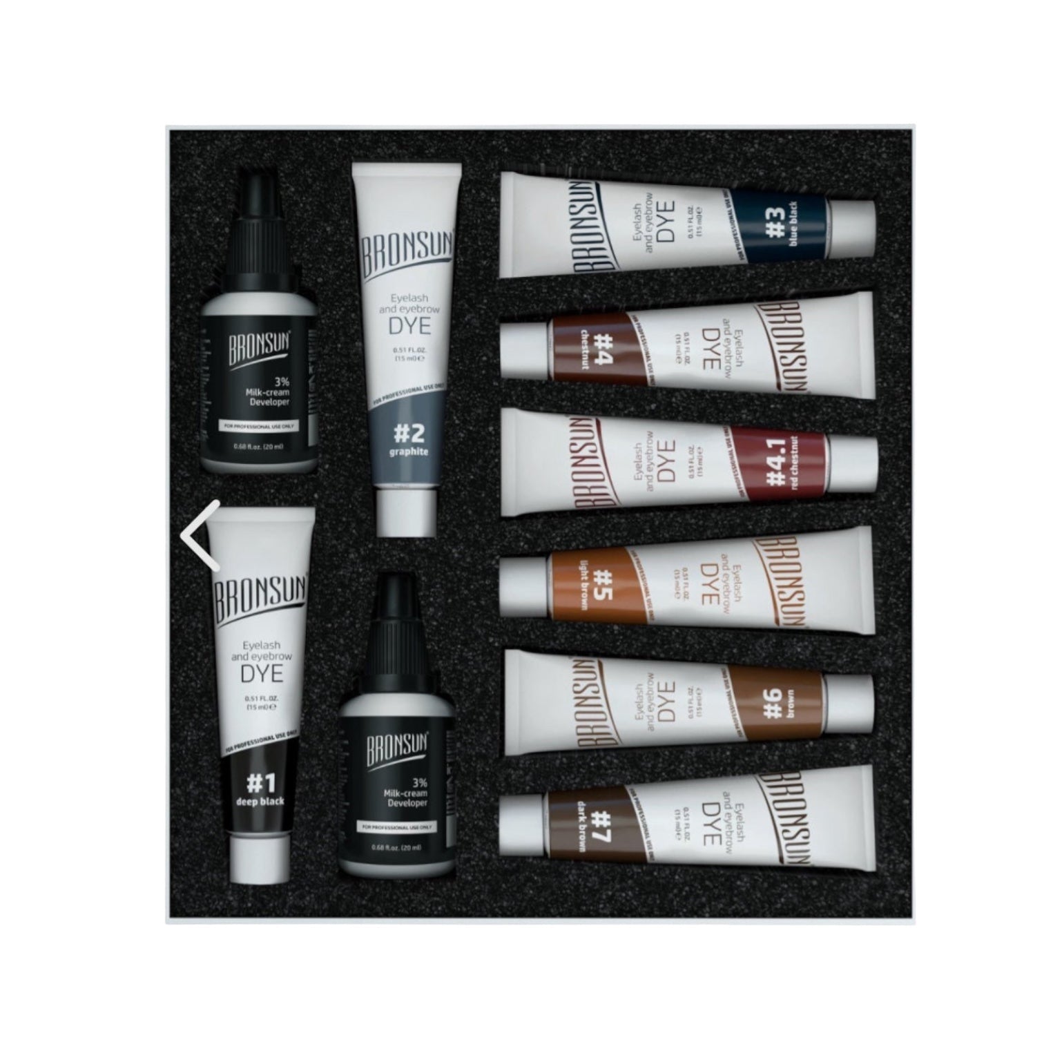 KIT BRONSUN® Gel Dye tinte para cejas y pestañas + oxidante - Top PestañasBronsun