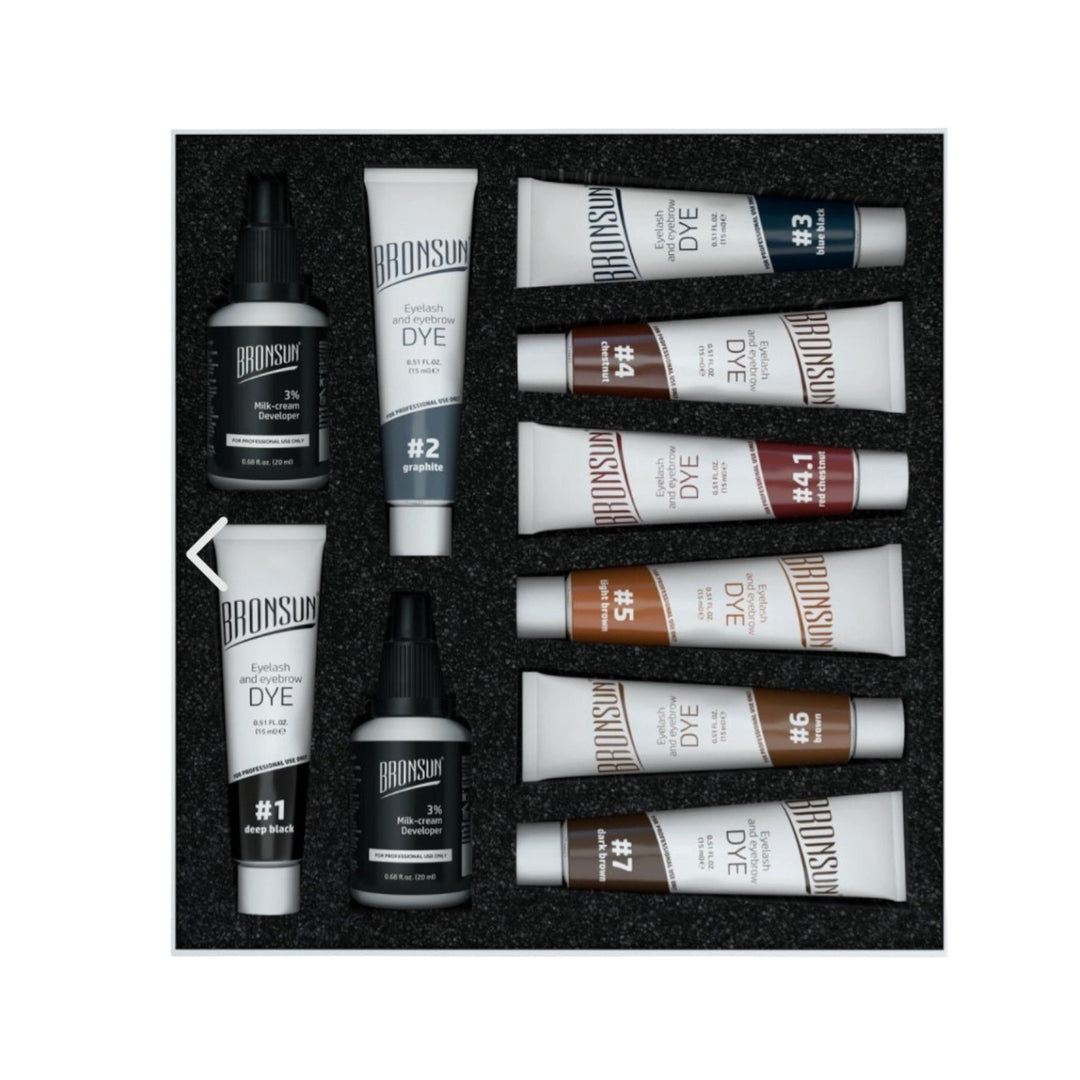 KIT BRONSUN® Gel Dye tinte para cejas y pestañas + oxidante - Top PestañasBronsun
