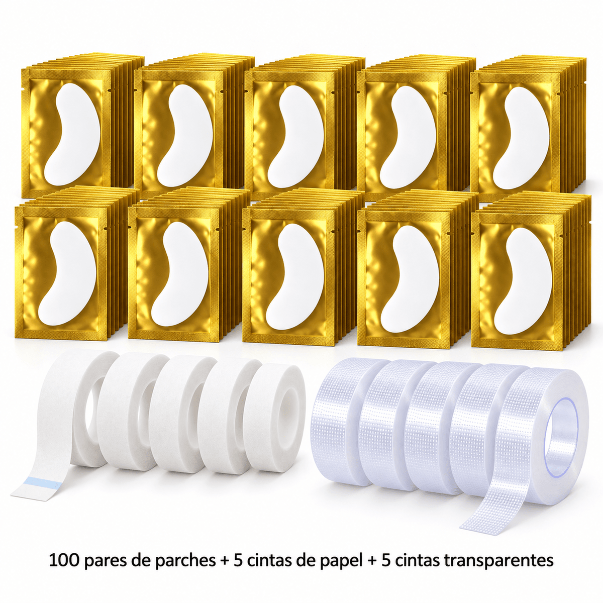 Kit de aislamiento — 100 pares de parches y 10 cintas - Top PestañasTop Pestañas