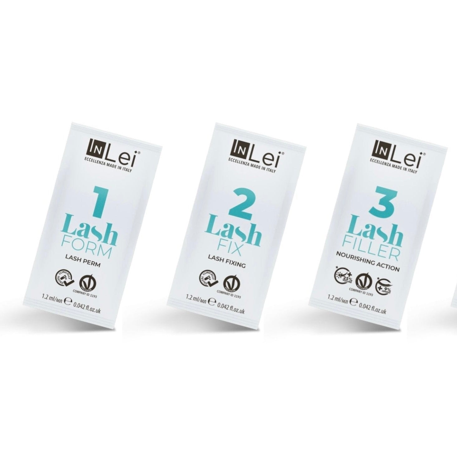 Kit MINI 3 lociones "Inlei® lash lifting y filler" sobres de 1,2ml (proporciona hasta 5 - 7 servicios) - Top PestañasInLei