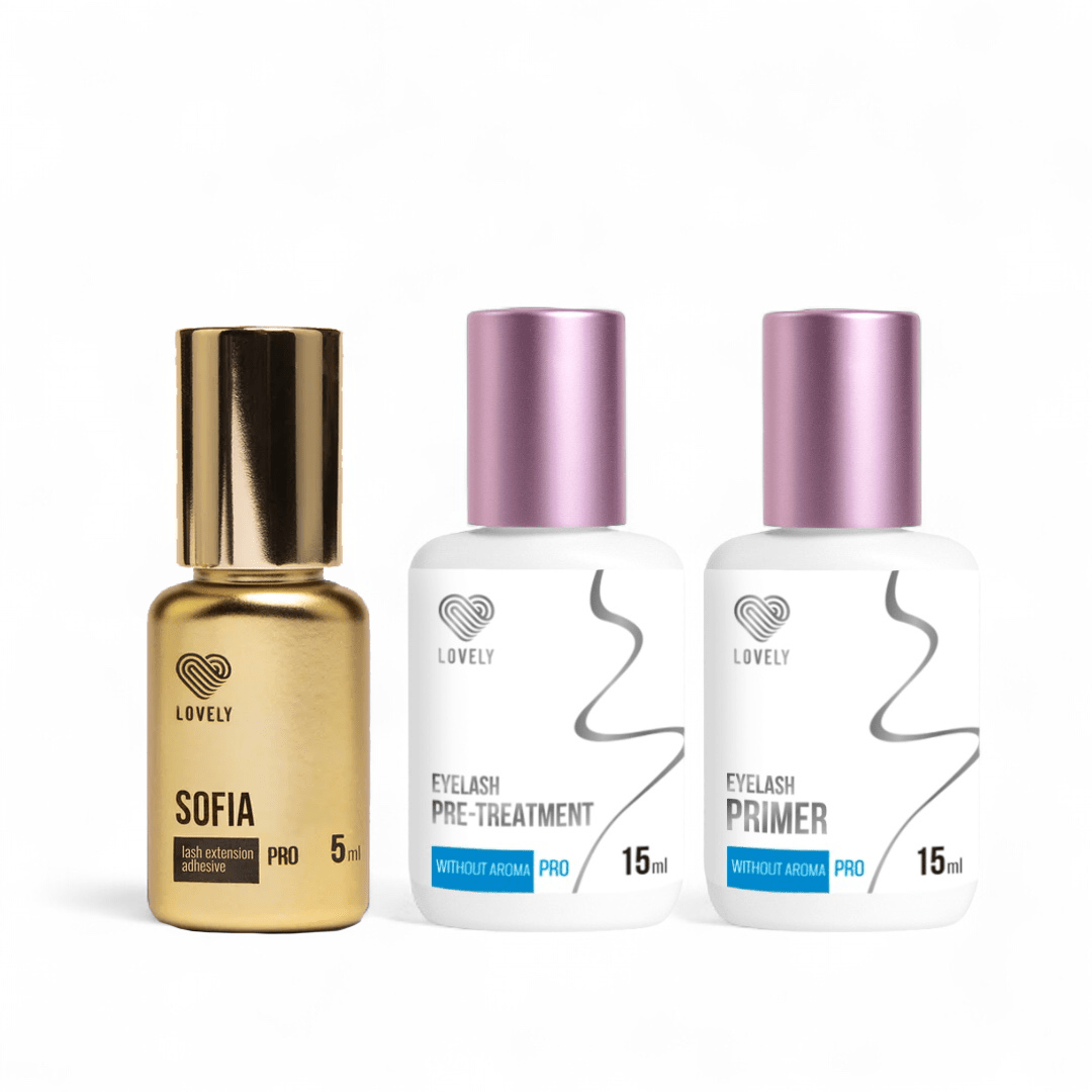 KIT PEGAMENTO + PRIMER + DESENGRASANTE “Lovely” - Top PestañasLovely