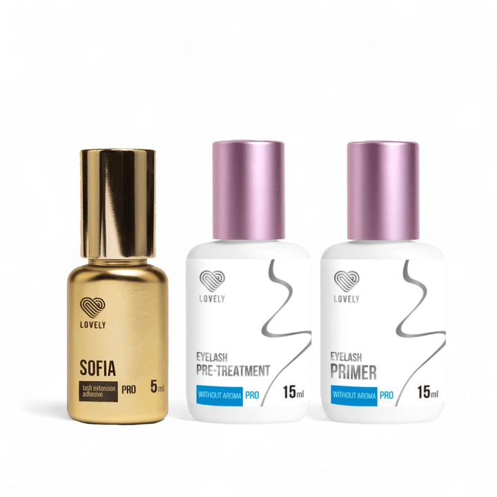KIT PEGAMENTO + PRIMER + DESENGRASANTE “Lovely” - Top PestañasLovely