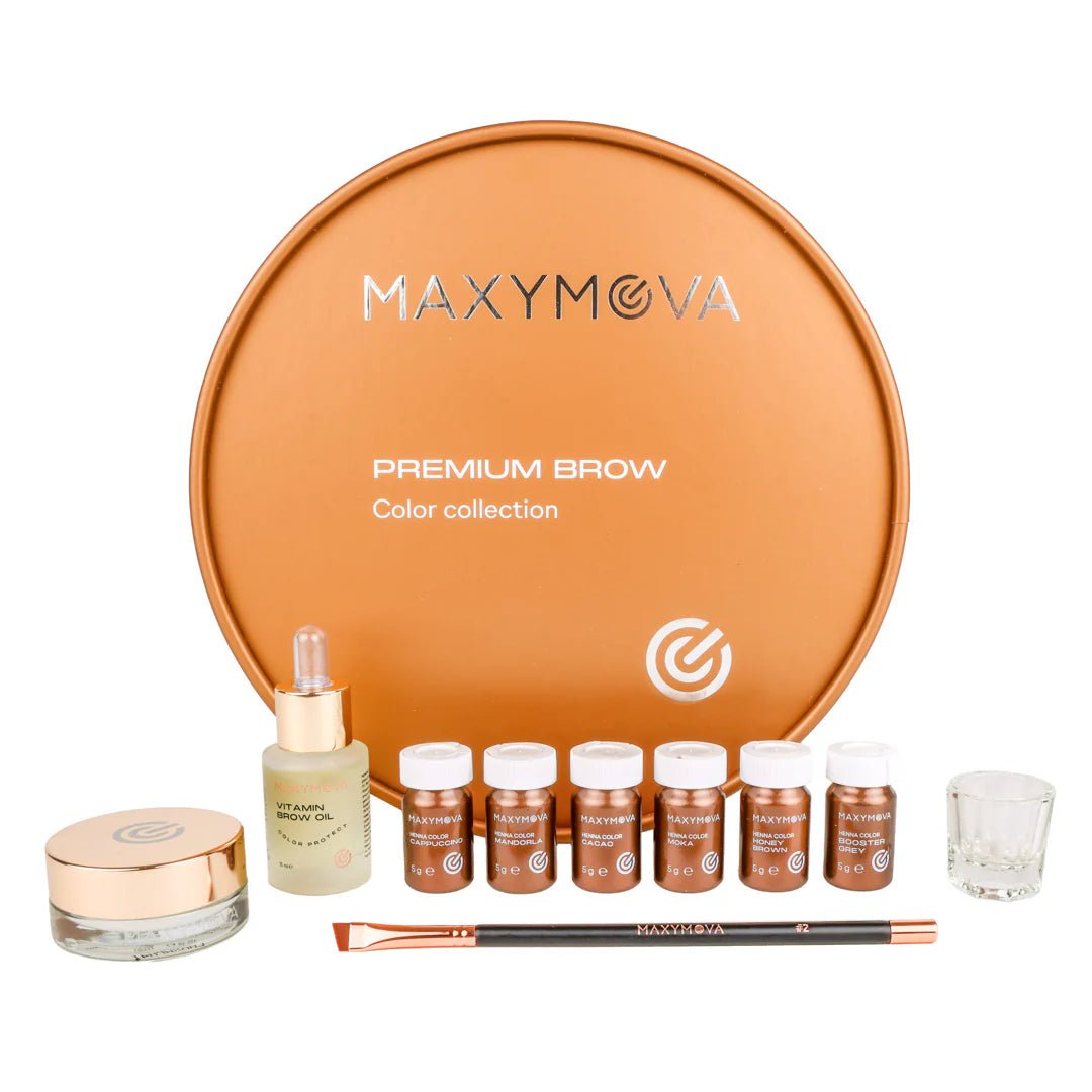 KIT Premium Brow Color Collection - 6 tonos de henna y accesorios - Top PestañasMaxymova