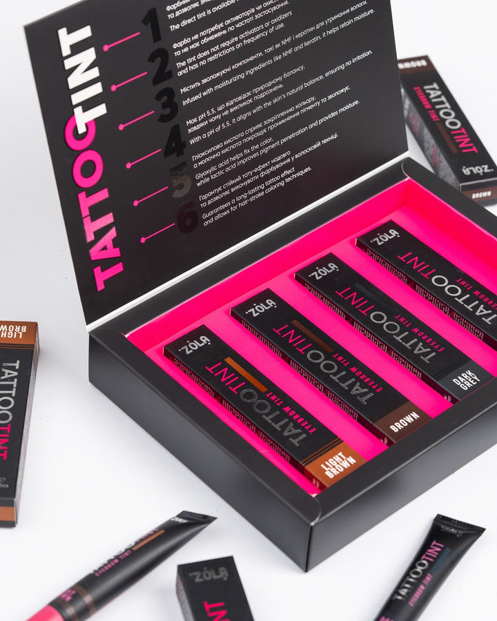 Kit Zola Tattoo Tinte, No requiere oxidante (tinta solo la piel hasta 7 días) - Top Pestañaszola