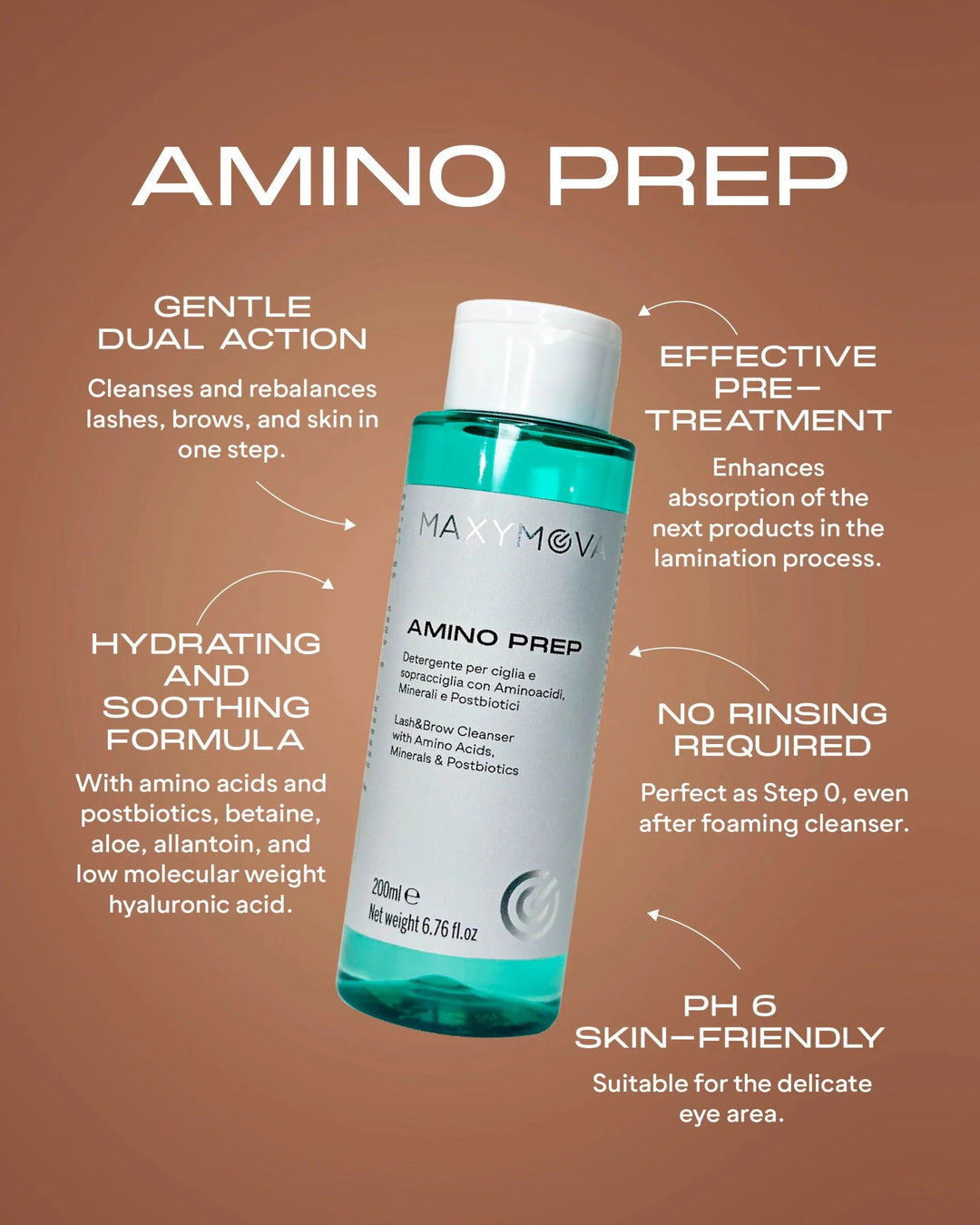 Loción de pretratamiento amino prep Maxymova 200 ml - Top PestañasMaxymova