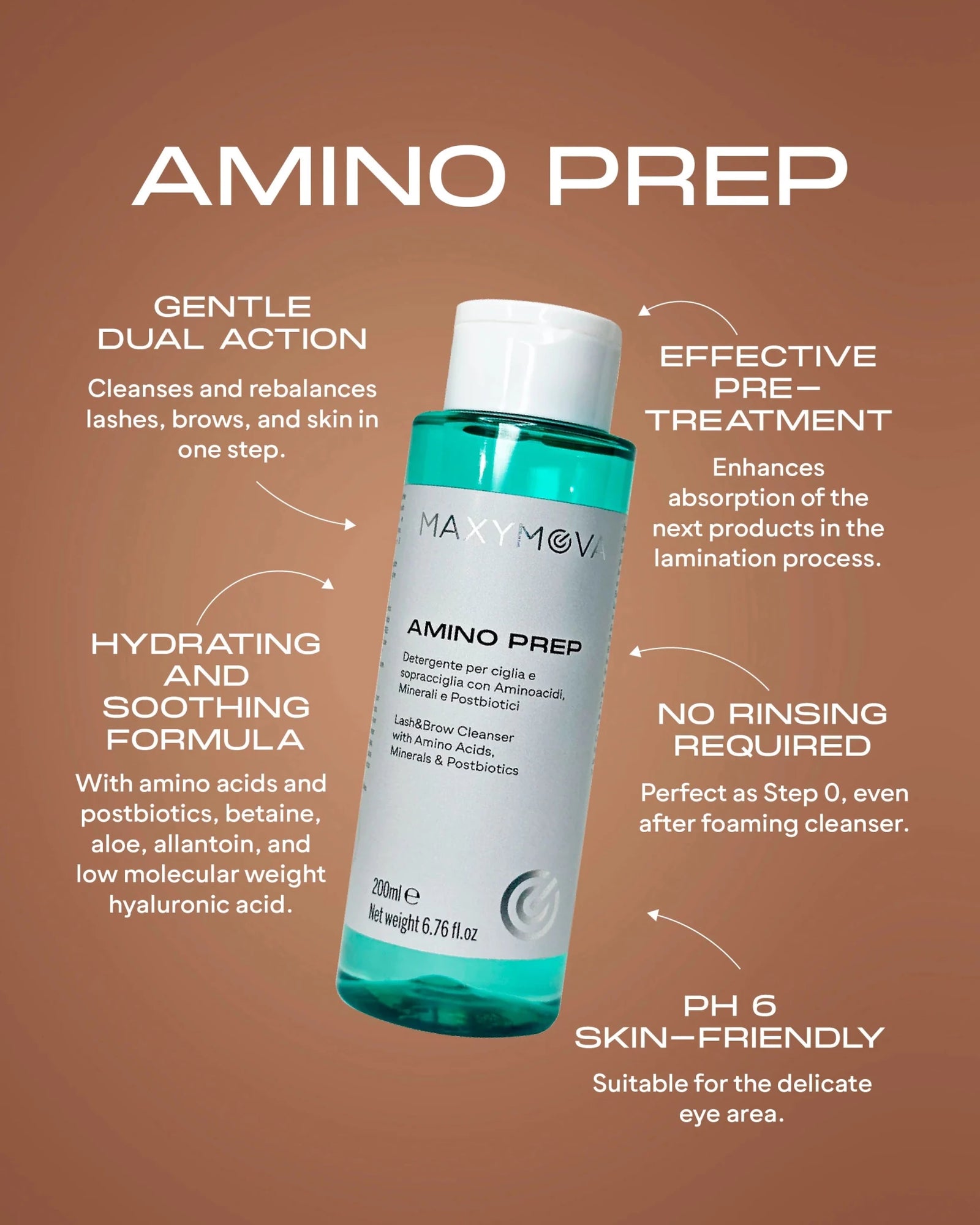 Loción de pretratamiento amino prep Maxymova 200 ml - Top PestañasMaxymova