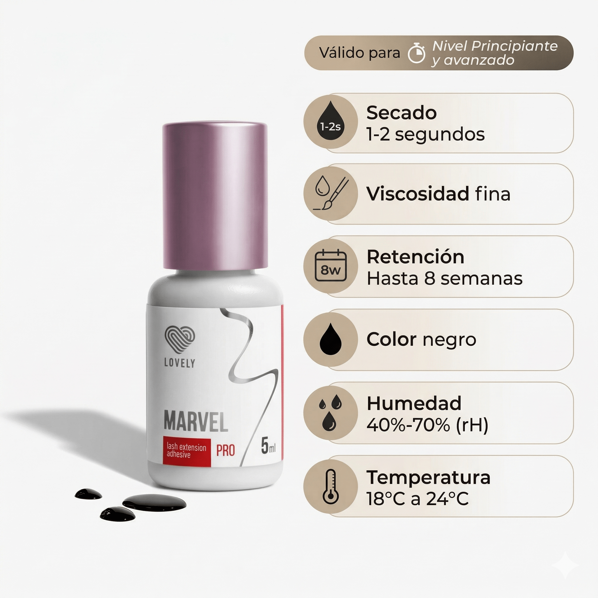 "Marvel" Lovely, 1 - 2 seg 40 - 70% humedad - Top PestañasLovely