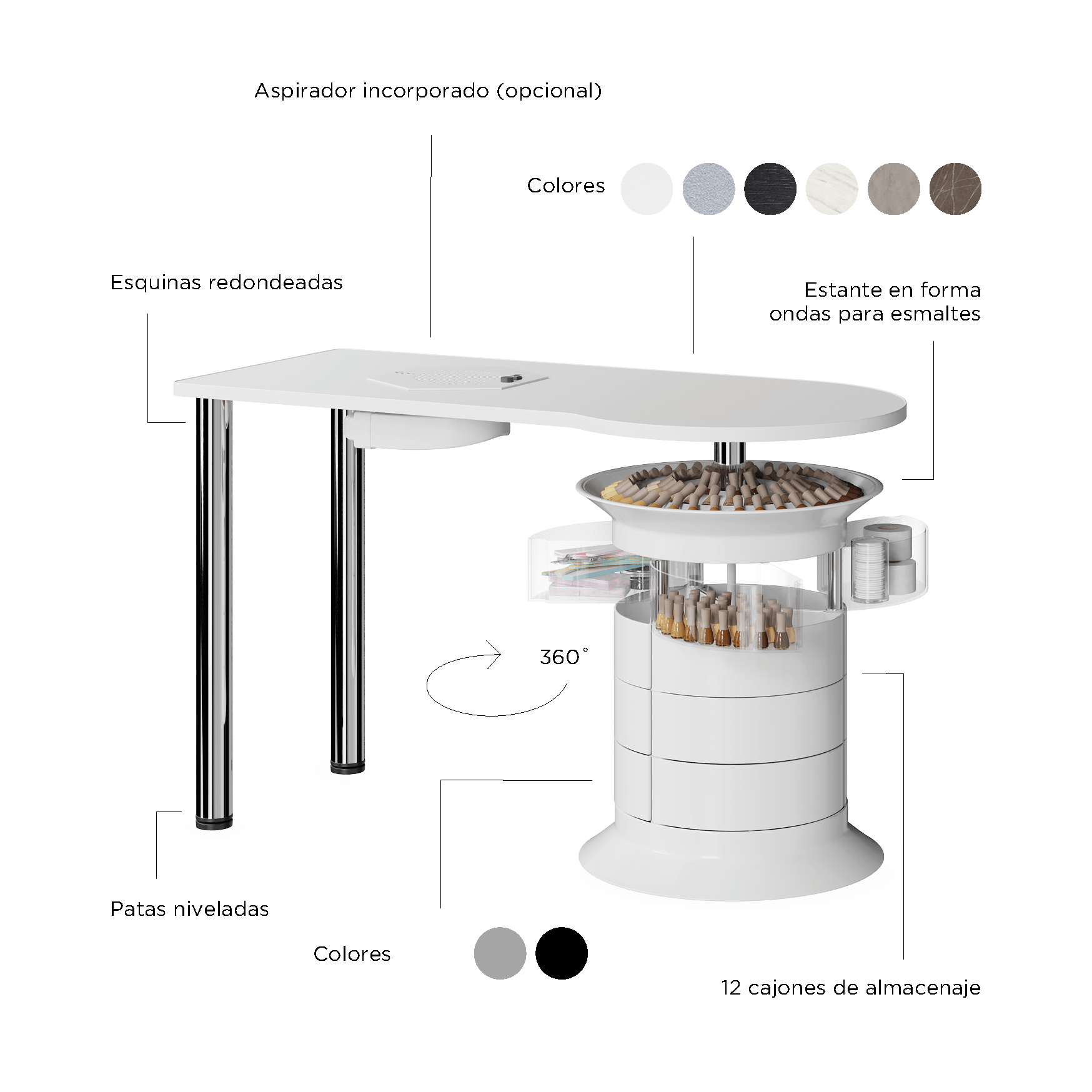 Mesa de manicura Giroco Elite ( - 5% en el carrito) - Top PestañasNeoBeauty