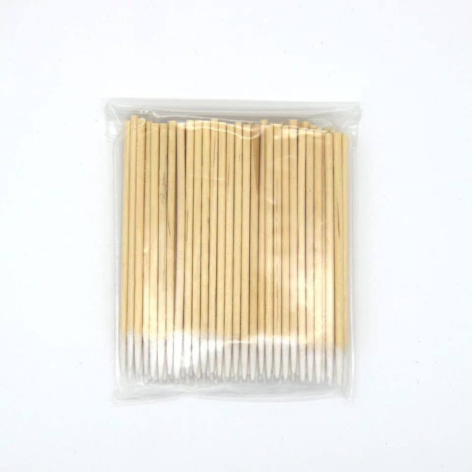 Palitos de madera con algodón para corrección del tinte o henna (100 unidades/bolsa) - Top PestañasAccesorios