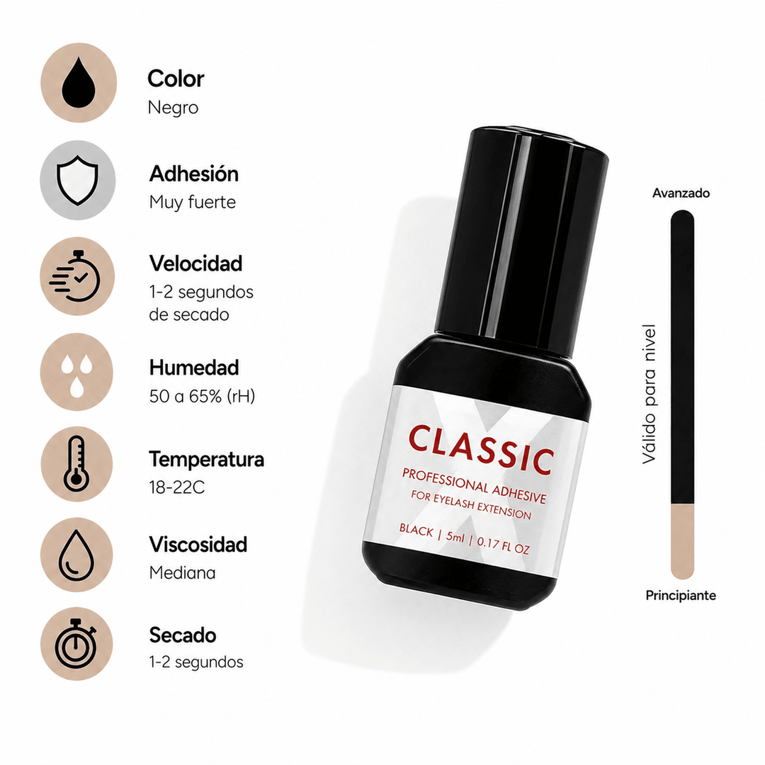 Pegamento Beautier Classic X series 5ml, 1 - 2 seg, 45 - 65% humedad - Top PestañasBeautier