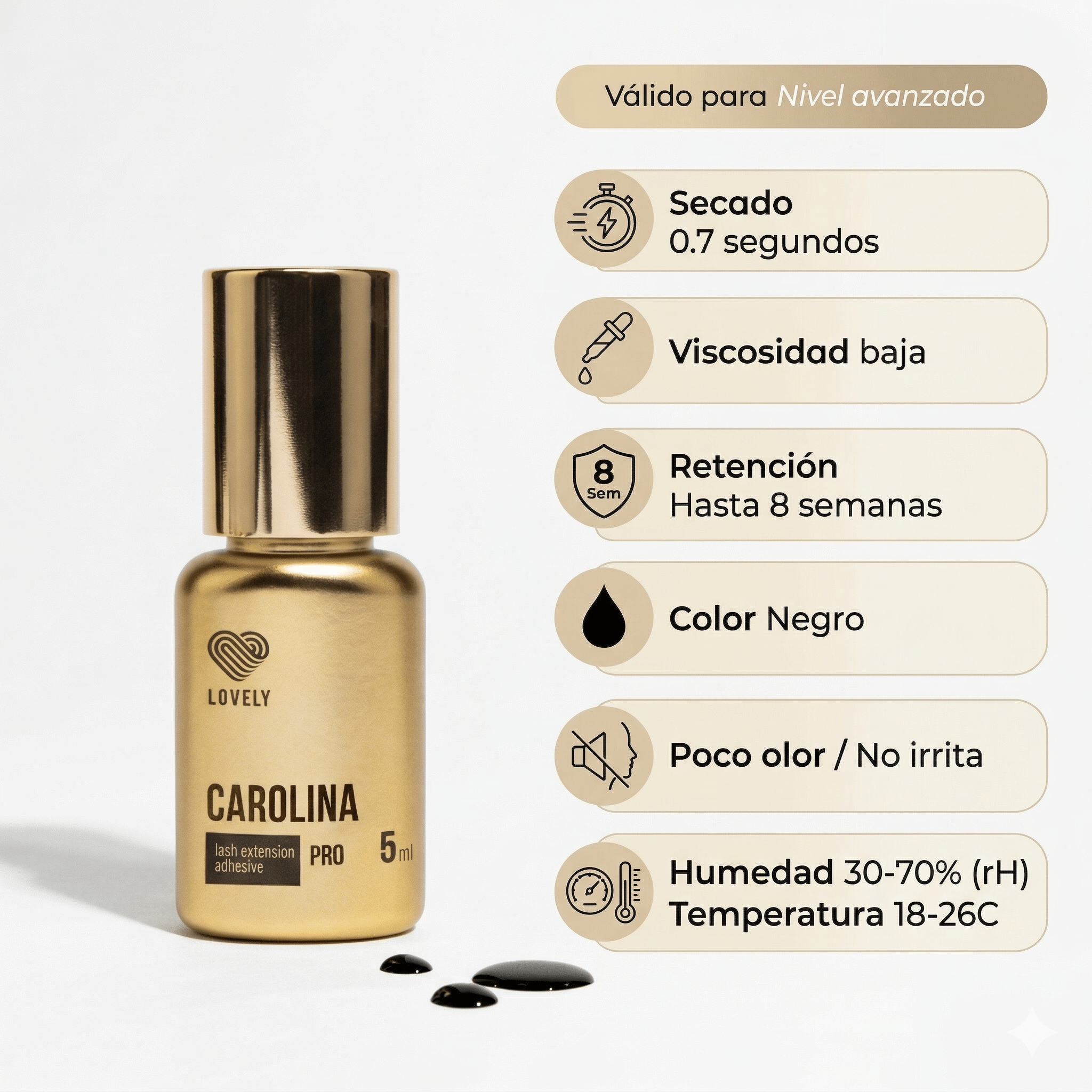 Pegamento "Carolina" Lovely 0,5 seg 30 - 70% humedad - Top PestañasLovely