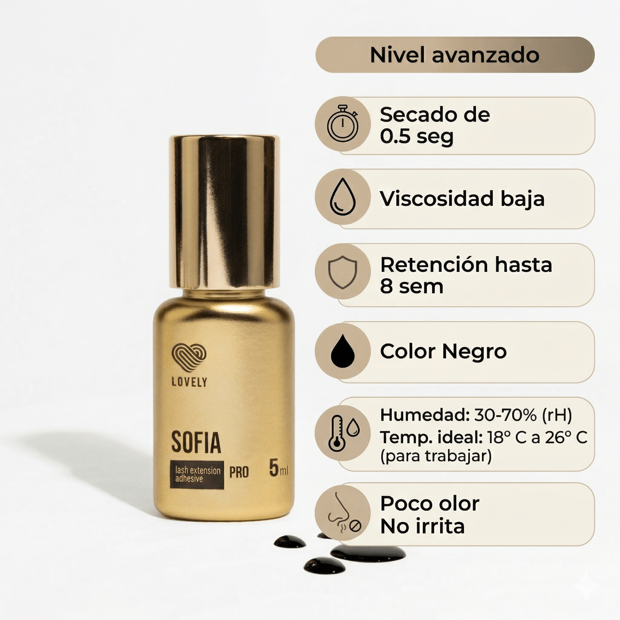 Pegamento "Sofia” Lovely, 0,5 seg 30 - 70% humedad - Top PestañasLovely