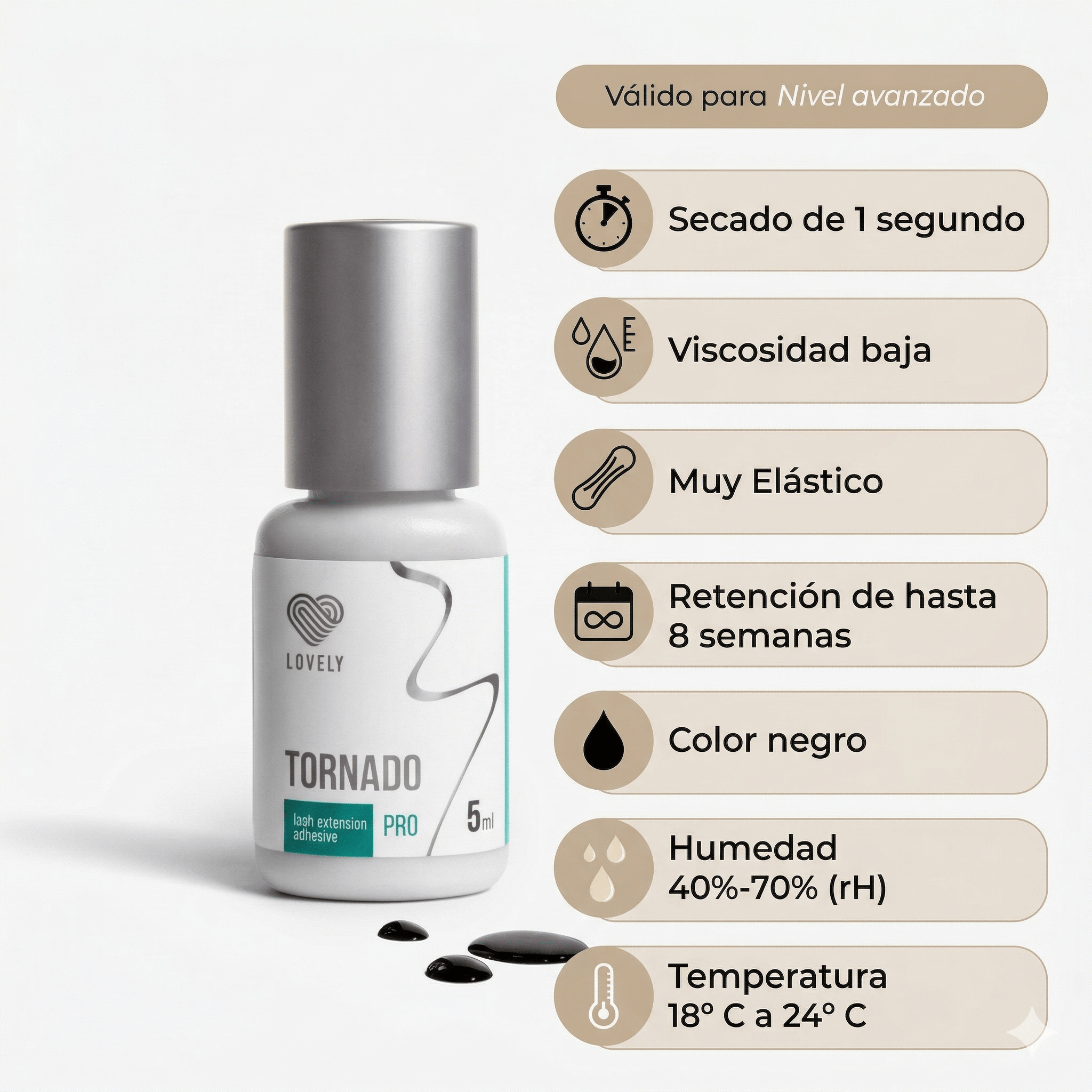 Pegamento "Tornado" 40 - 70%, 0,5 seg, Lovely - Top PestañasLovely