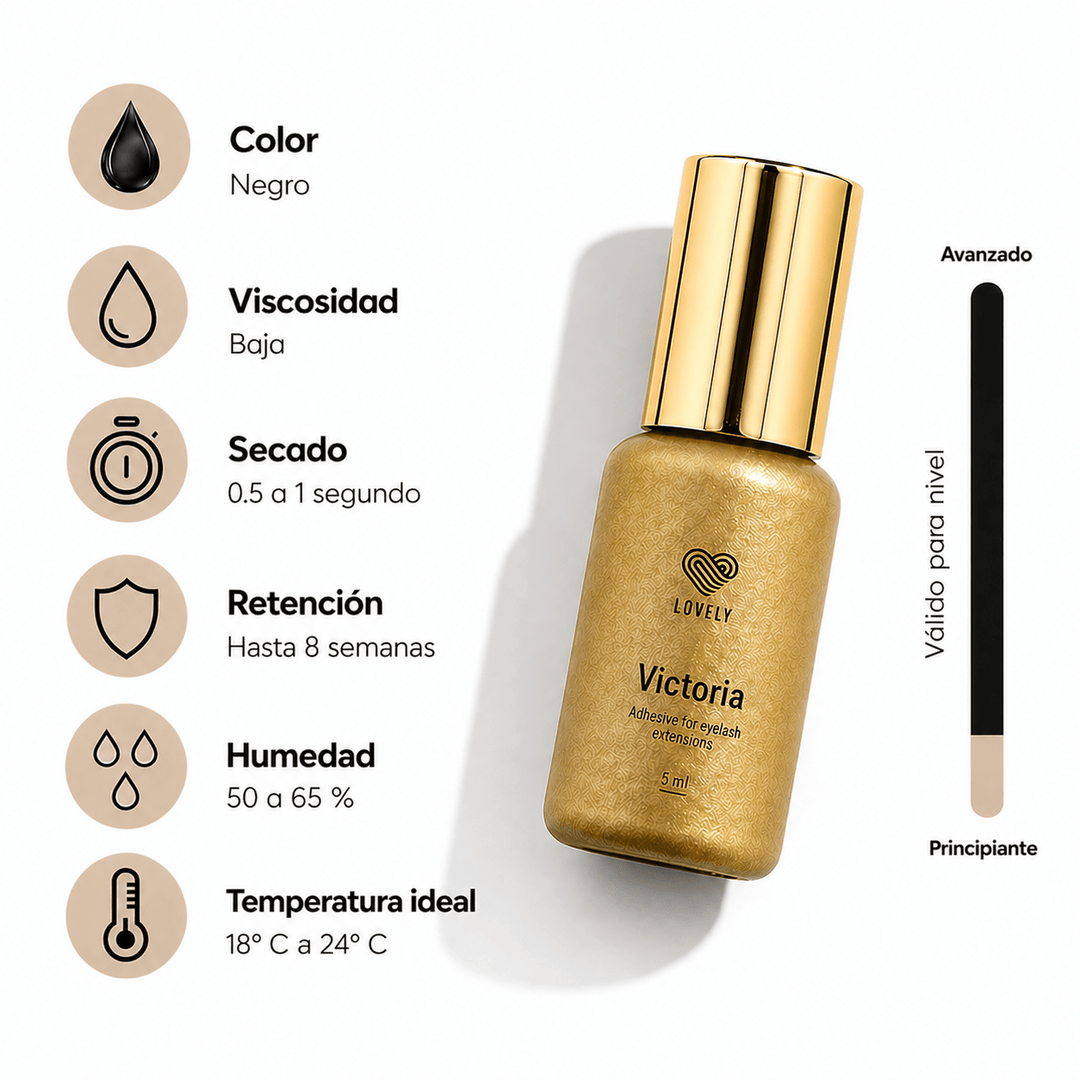 Pegamento "Victoria" Lovely 0,5 - 1 seg 40 - 70% humedad - Top PestañasLovely retencion duradera
