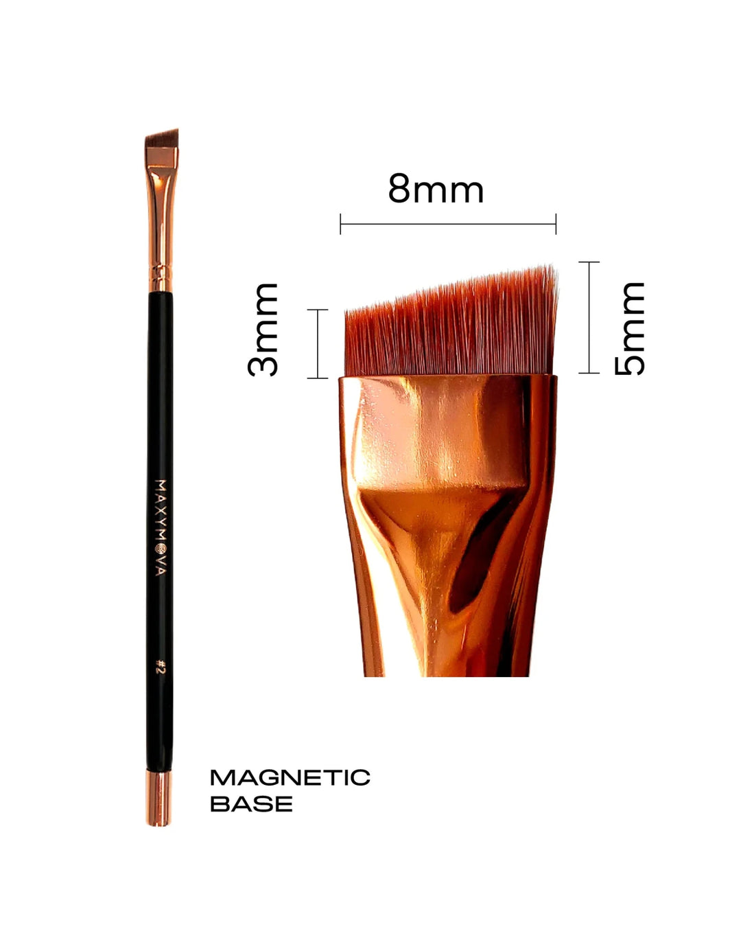 Pincel magnético profesional n.º 2: angular para la aplicación de tinte para cejas/henna.Maxymova - Top PestañasMaxymova
