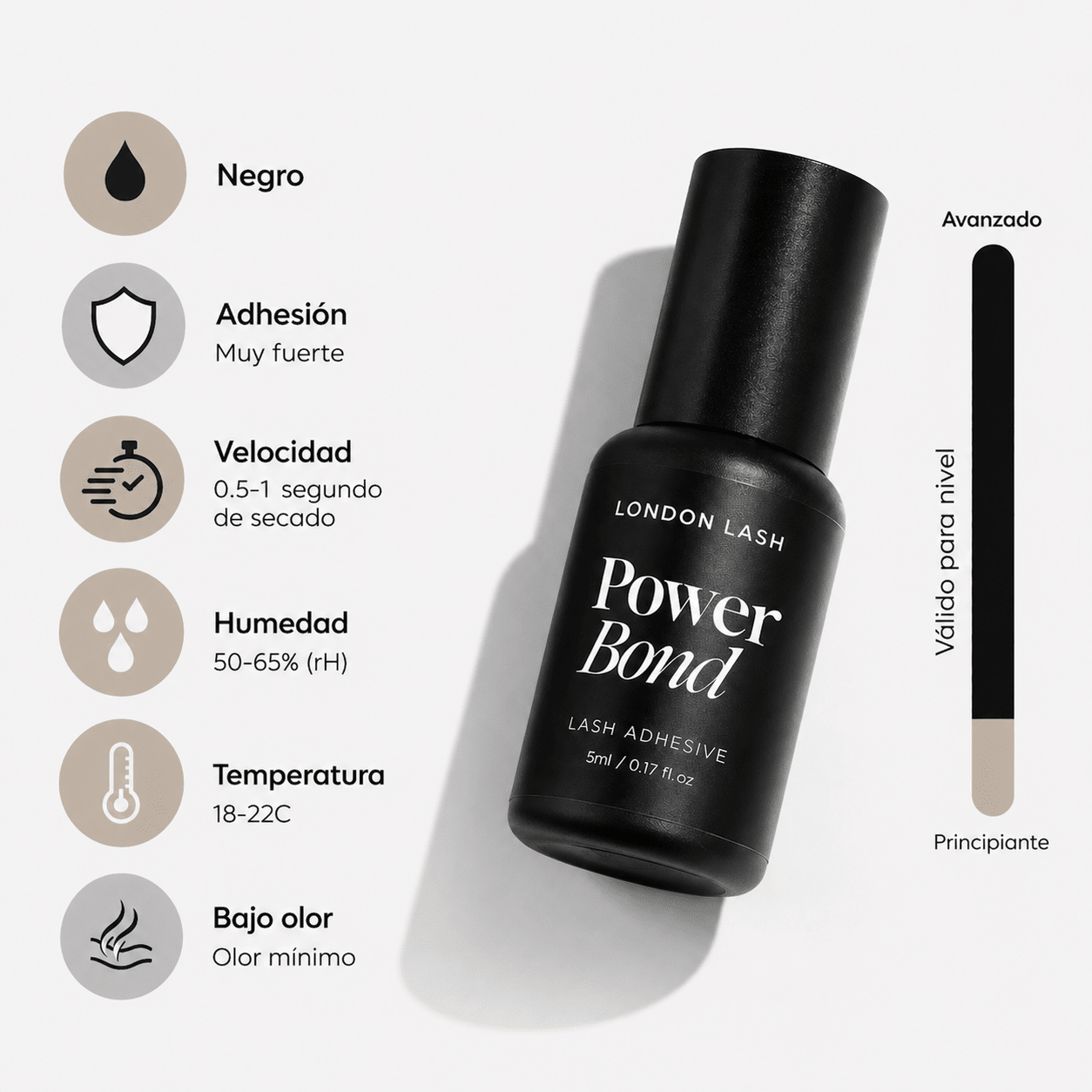 "Power Bond" 5ml, 05 - 1 seg, 50 - 65% humedad - Top PestañasLondon Lash Pro