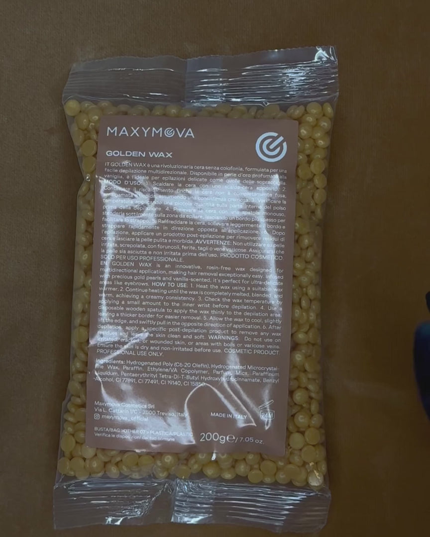 Cera dorada 1 kg - Perlas de cera elásticas para pieles sensibles Maxymova