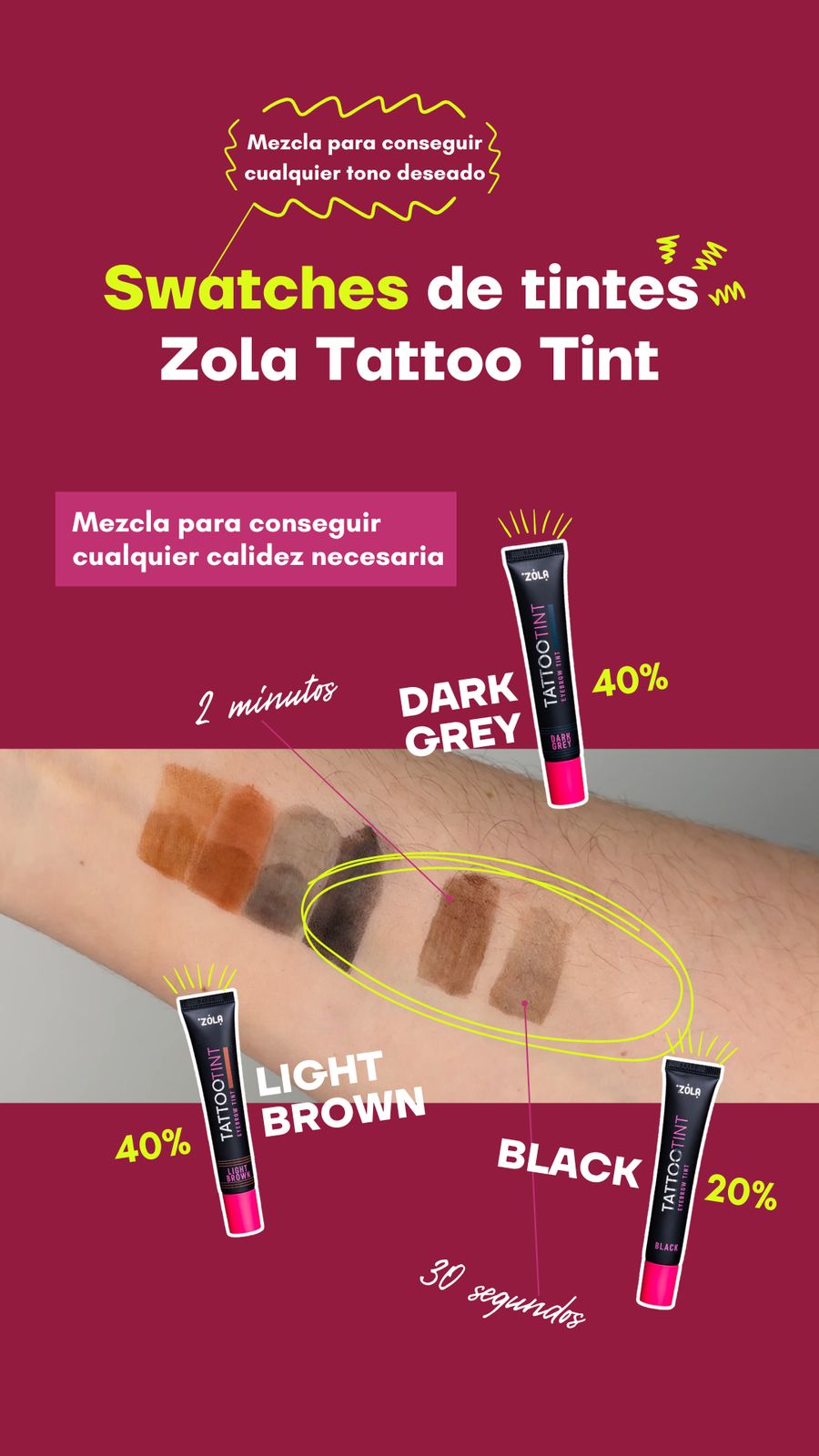 ZOLA TATTOO TINTE, No requiere oxidante - Top Pestañaszola
