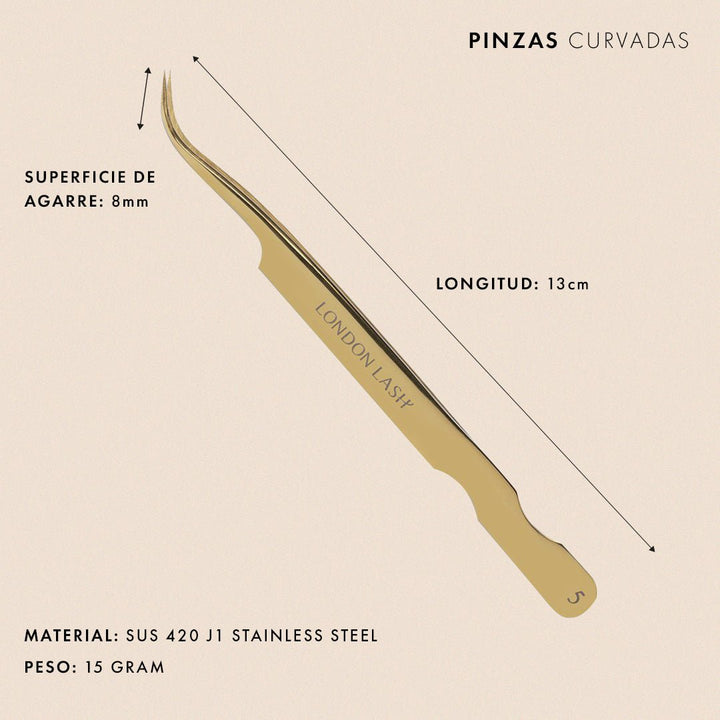 Pinzas "London Lash Pro" curvadas 1 - 4D - Top PestañasLondon Lash Pro
